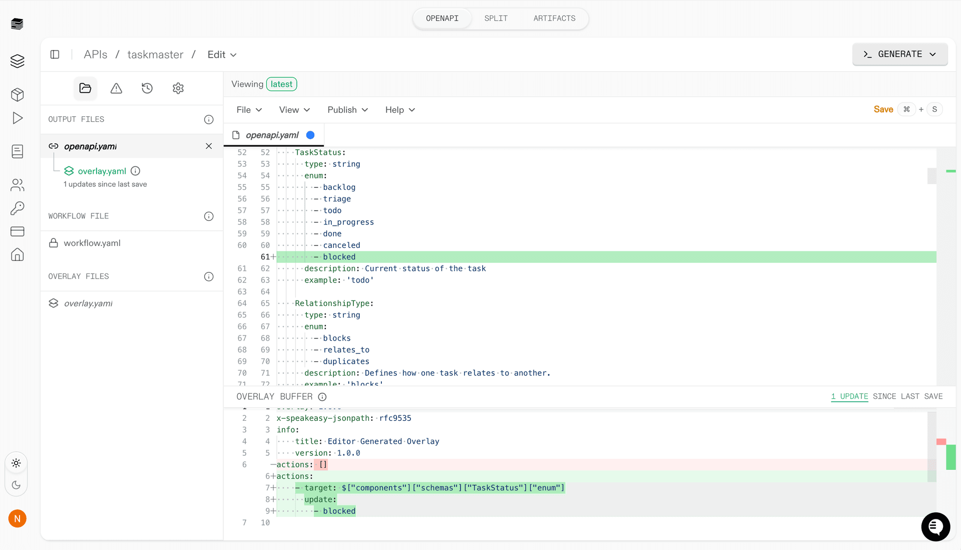 Screenshot of editor interface showing overlay indicator on modified fields