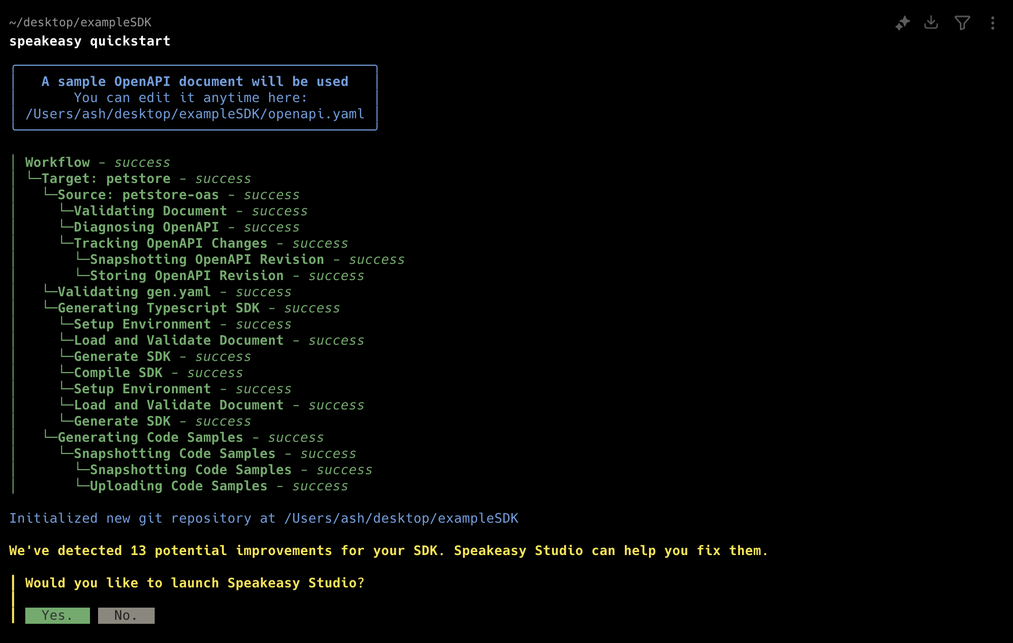 Screenshot of the terminal showing success.