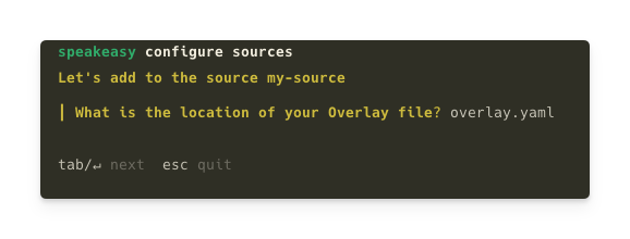 Screenshot of the terminal prompting user for the overlay location